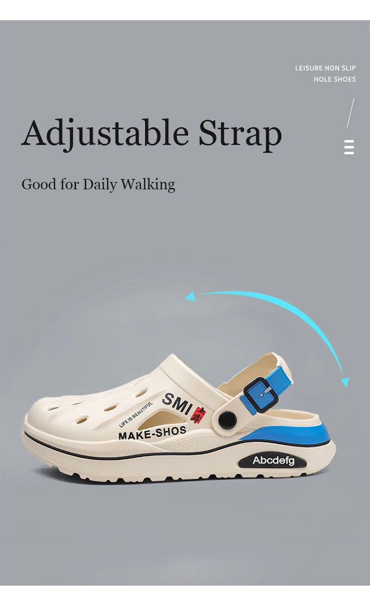 Summer Men Clogs Non-slip Thick-soled Casual Shoes Outerwear Beach Soft-soled Baotou Slippers Men's Slippers Sandals