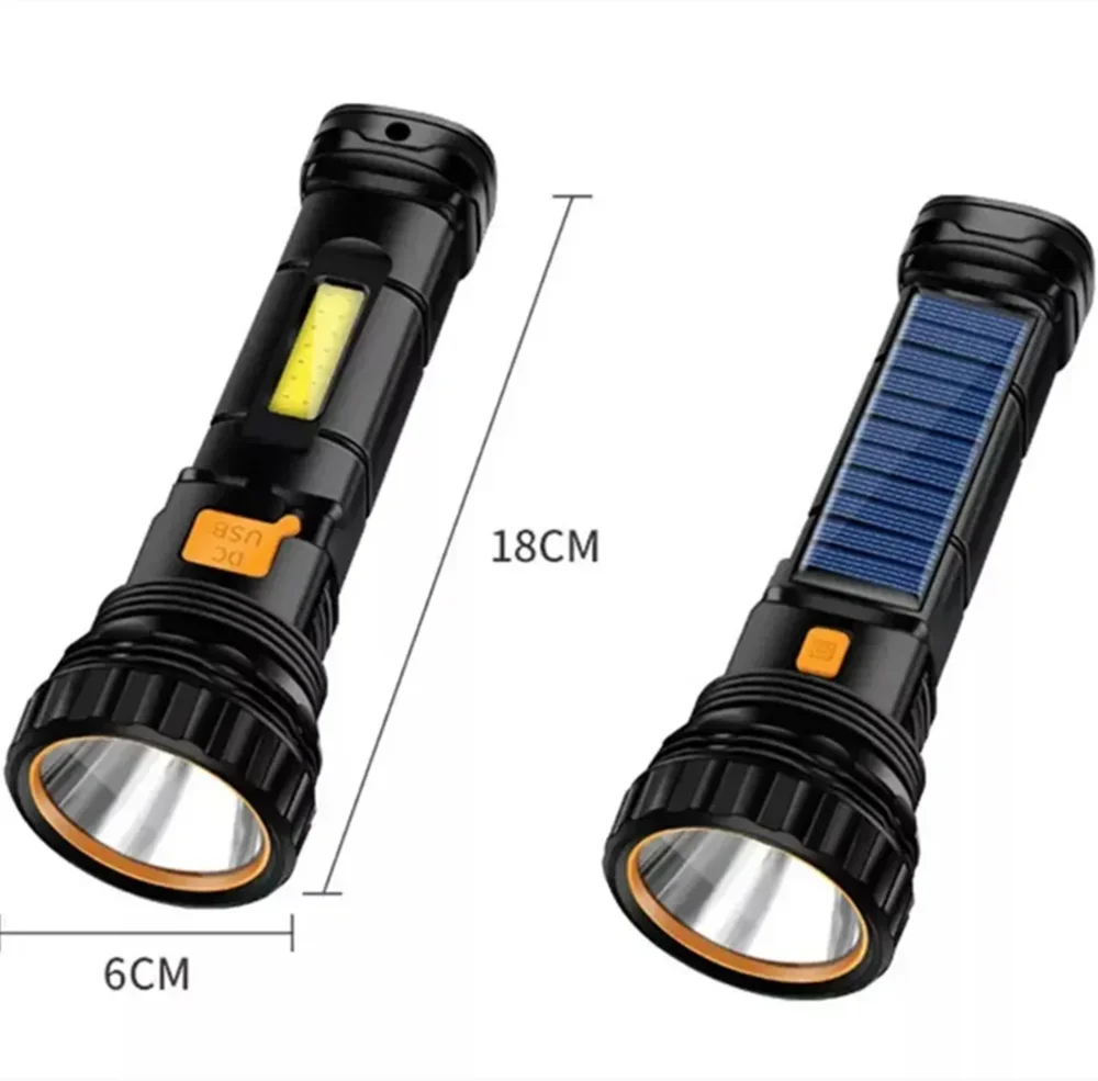 1PC Multi-function Solar LED Flashlight Outdoor Long Range Torch Emergency Power Bank LED Solar Flashlight olight torch