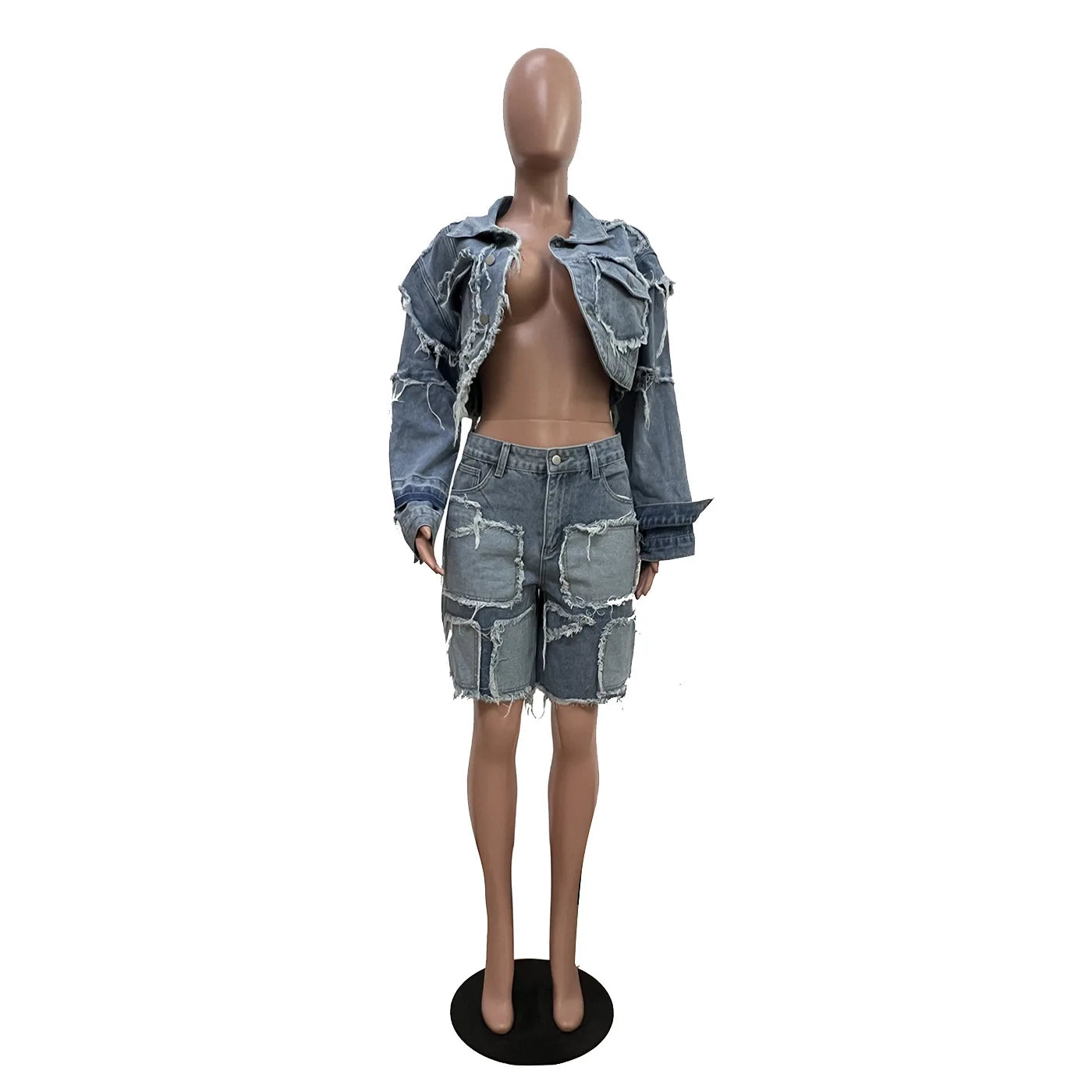 Denim Jean Jackets 2 Piece Pant Set Outfits Women Spring Clothes Y2K Streetwear Sexy Elegant Denim Shorts Two Piece Pant Sets