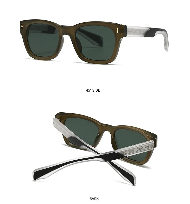 Hot Sale New Polarized Sunglasses Male Fashion Black Travelling UV400 Shades Men Women Classic Square High Quality Rivet Glasses