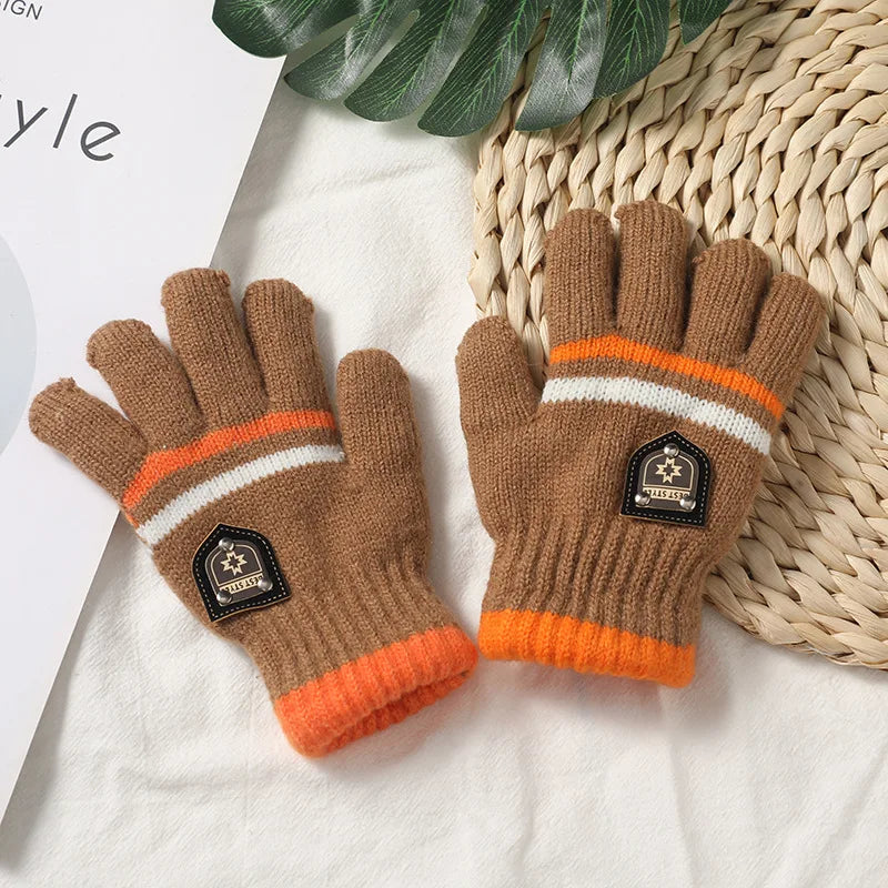 Winter Children's Gloves Warm Double Inner Wool Boy Girl Cold-Proof Kawaii Kids Soft Thick Autumn Elastic Travel Knitted Gloves