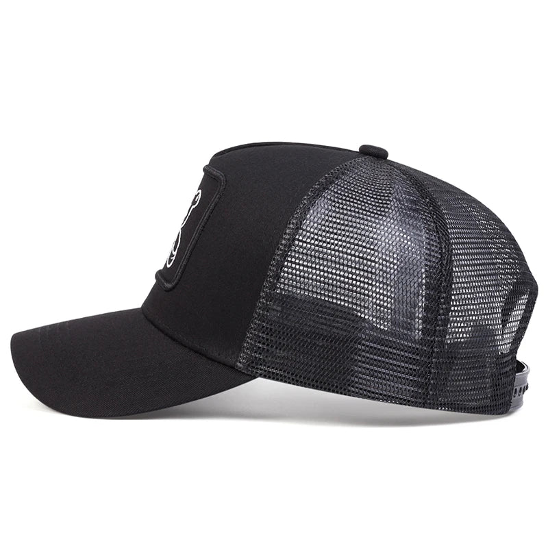 Unisex XX Little Bear Embroidery Baseball Net Caps Spring and Summer Outdoor Adjustable Casual Hats Sunscreen Hat