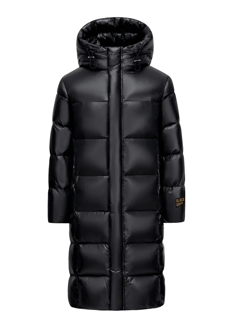 Winter 90%  White Goose Down Thick （Winter) Warm X-Long Men's Jackets 2025 New Arrivals Men Hooded Korean Down Parkas Coat