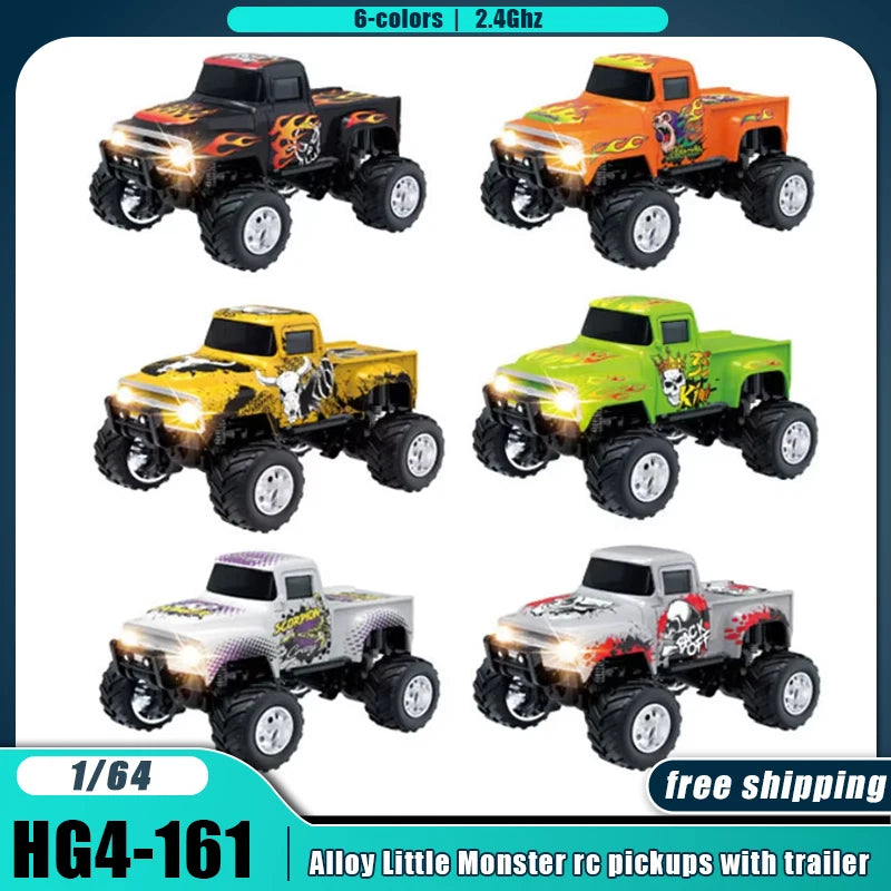 Little Monster 1/64 Rc Car Mini 2.4Ghz Remote Control Cars with Cool Spray Painting Pattern Rc Off-road Vehicle Boy’s Toys Gifts