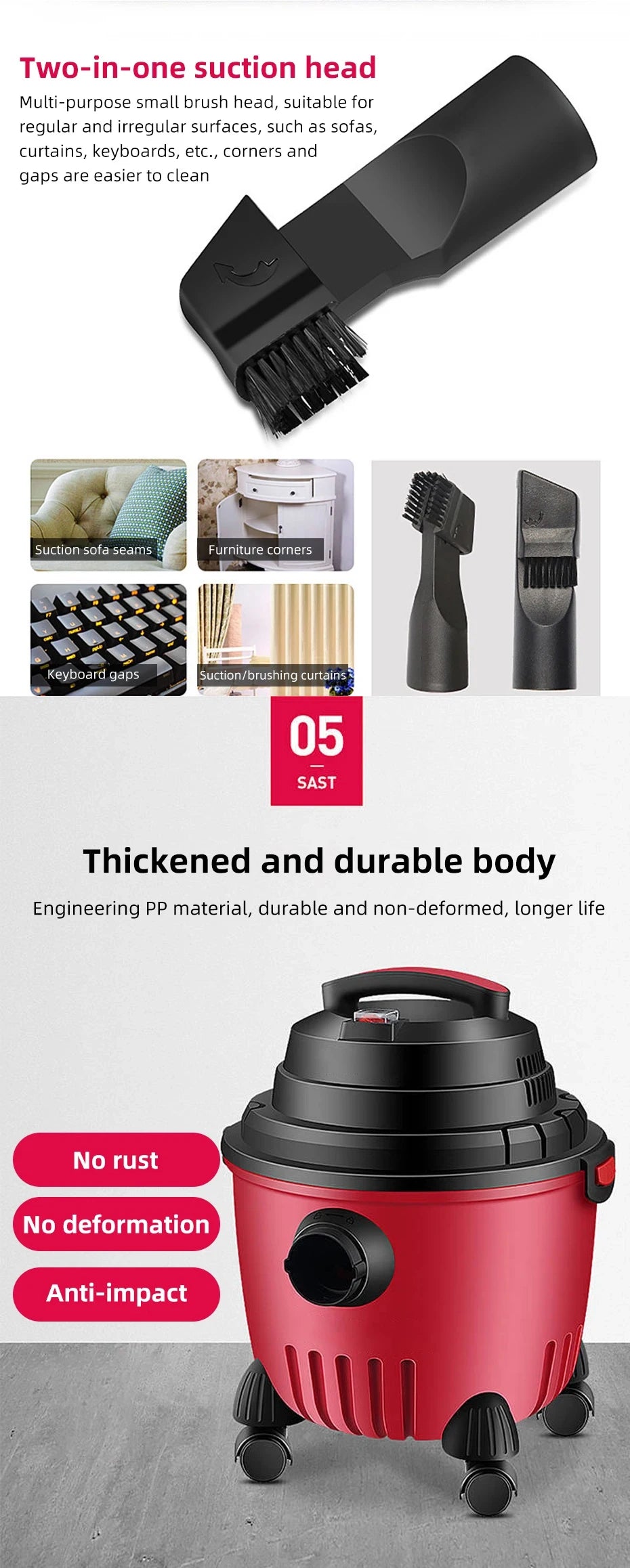 Multifunctional Vacuum Cleaner With Dust Collection Function Suitable for Home Garage Workshop Industrial Dry Wet Cleaning