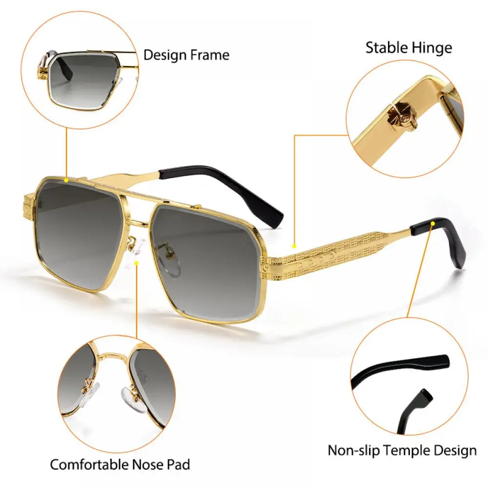 CATERSIDE Men's Luxury Sunglasses High-Quality Metal Frame Sun Glasses Fashion Women's Outdoor Travel Decoration Glasses Uv400