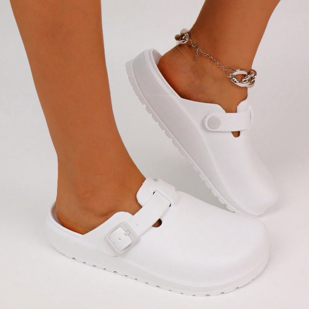 Spring Summer 2024 New Women's Flat Solid Color Closed Toe Anti-slip Quick Dry Garden Clogs Comfortable Shoes