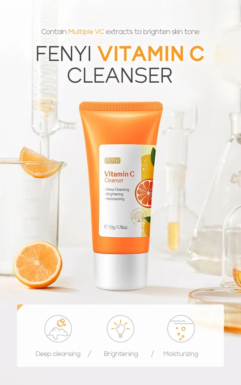 Japanese Cherry Blossom or Vitamin C Facial Cleanser Skin Cleansing Moisturizing  Blackhead Remove Skincare Face Wash Foam Face