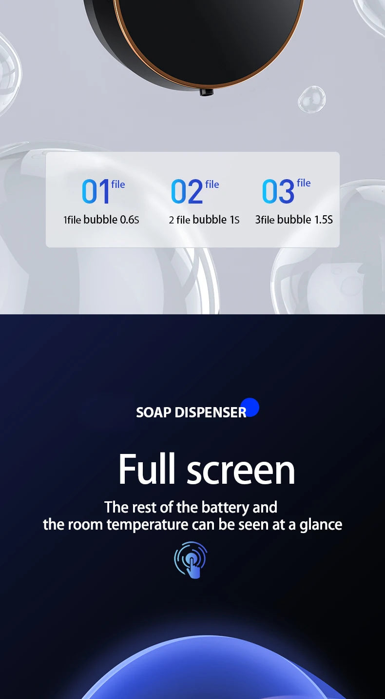 Wall Mount Automatic Foam Soap Dispensers LED Display Electric Touchless Infrared Sensor Foam Machine Liquid Dispensary