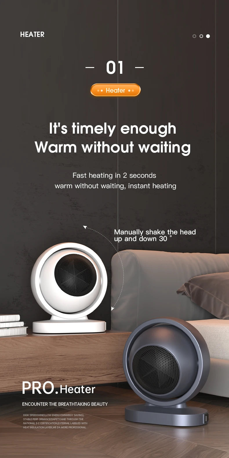 380W Portable Electric Heater,Small Desk Fast Heating Fans,Convenient Room Heater,Winter Heating Home Appliance