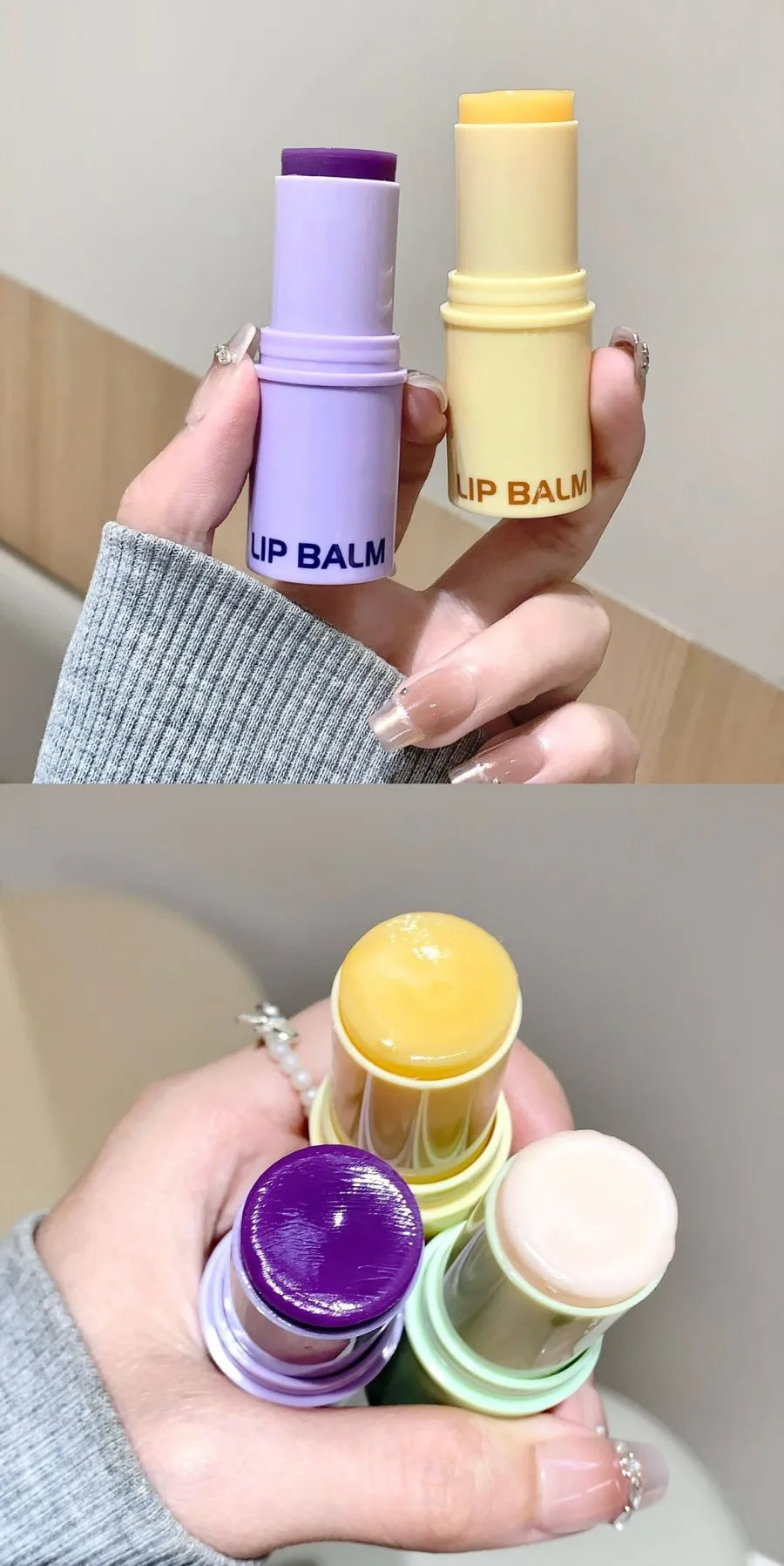 3-Color Lip Balm - Osmanthus, Jasmine Tea, and Grape Scents ,lip care, hydrating and nourishing