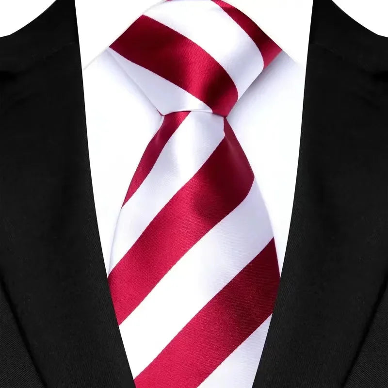 New Men's Tie Classic Stripes 8cm Jacquard Daily Wear Red Blue Green Necktie Cravat Wedding Party Dress Accessories Gift For Man