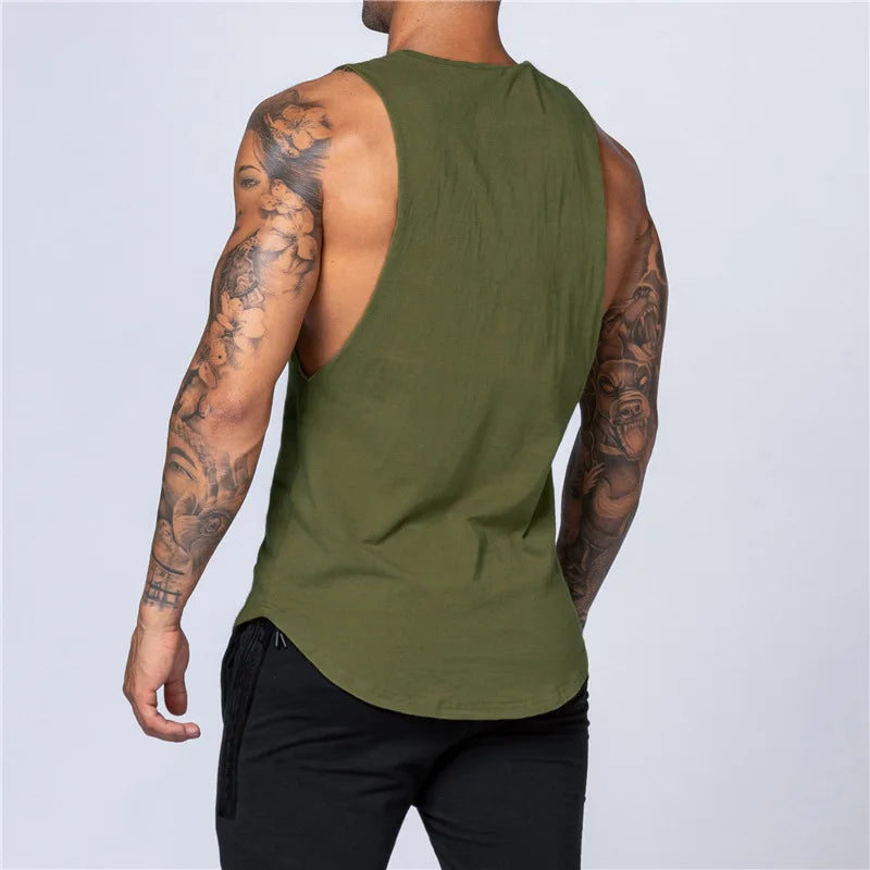 Men Cotton Sleeveless Shirt Casual Gym Tank Top Man Quick Dry Fitness Basketball Vest Bodybuilding Running t-Shirt Man Clothing