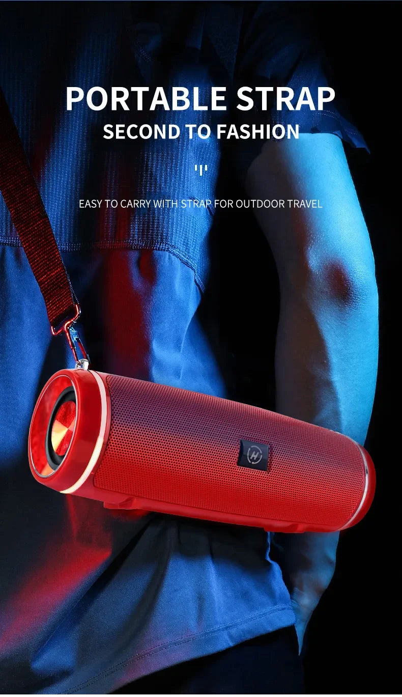 Portable Wireless Bluetooth Speaker 3D Stereo Surround Speaker Outdoor FM Radio Multifunctional Pillar Waterproof TWS Subwoofer