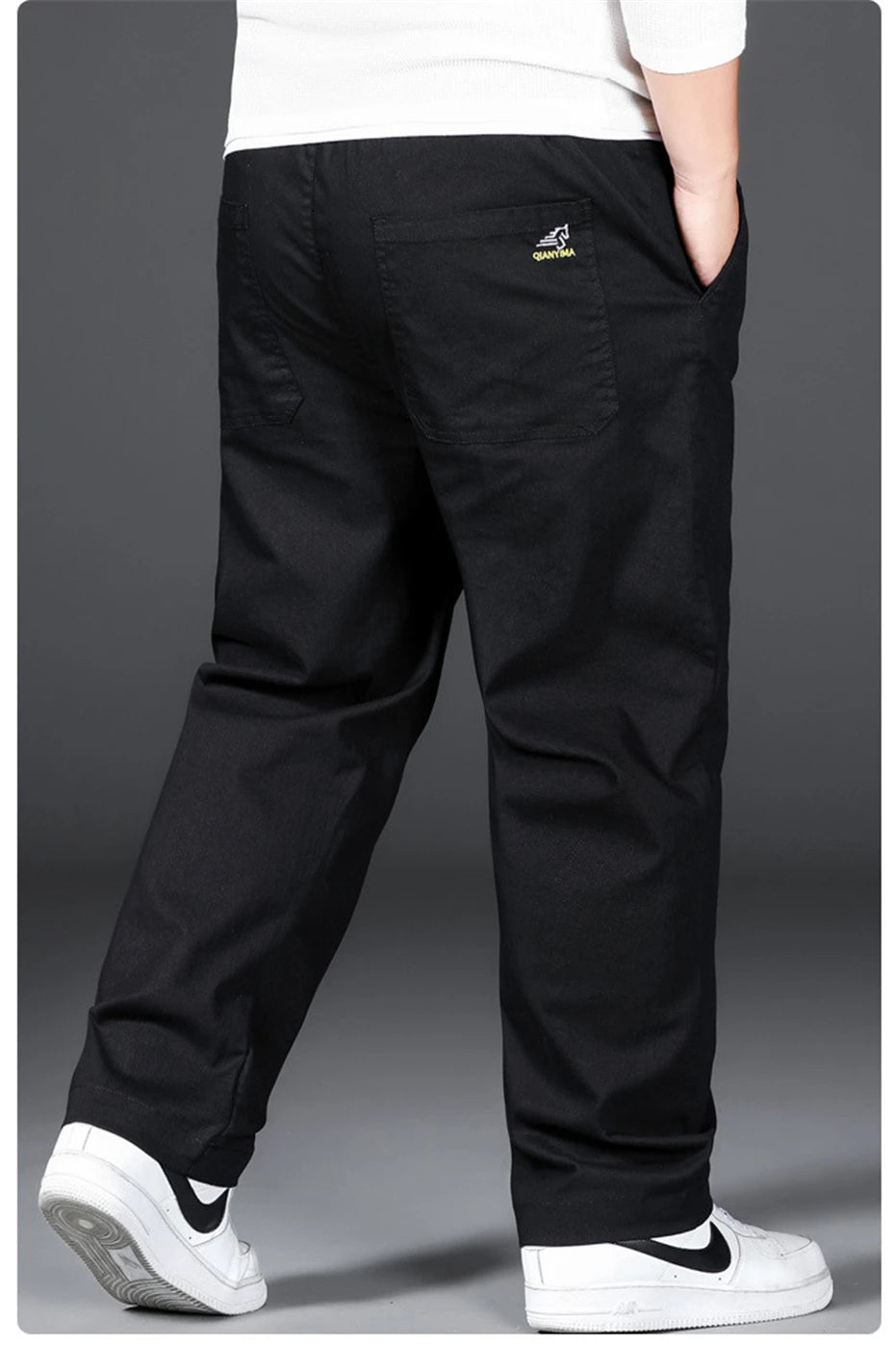 Plus Size 12XL Pants Men Casual Trousers Elastic Waist Straight Pants Male Fashion Grey Black Pants Big Size 10XL 12XL