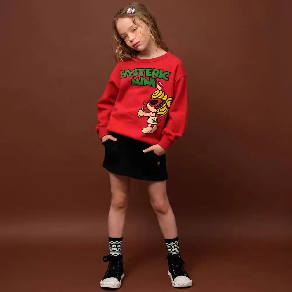 2025 Autumn/Winter Trendy Kids' Clothing: Children's Cotton Sweatshirt and Skirt