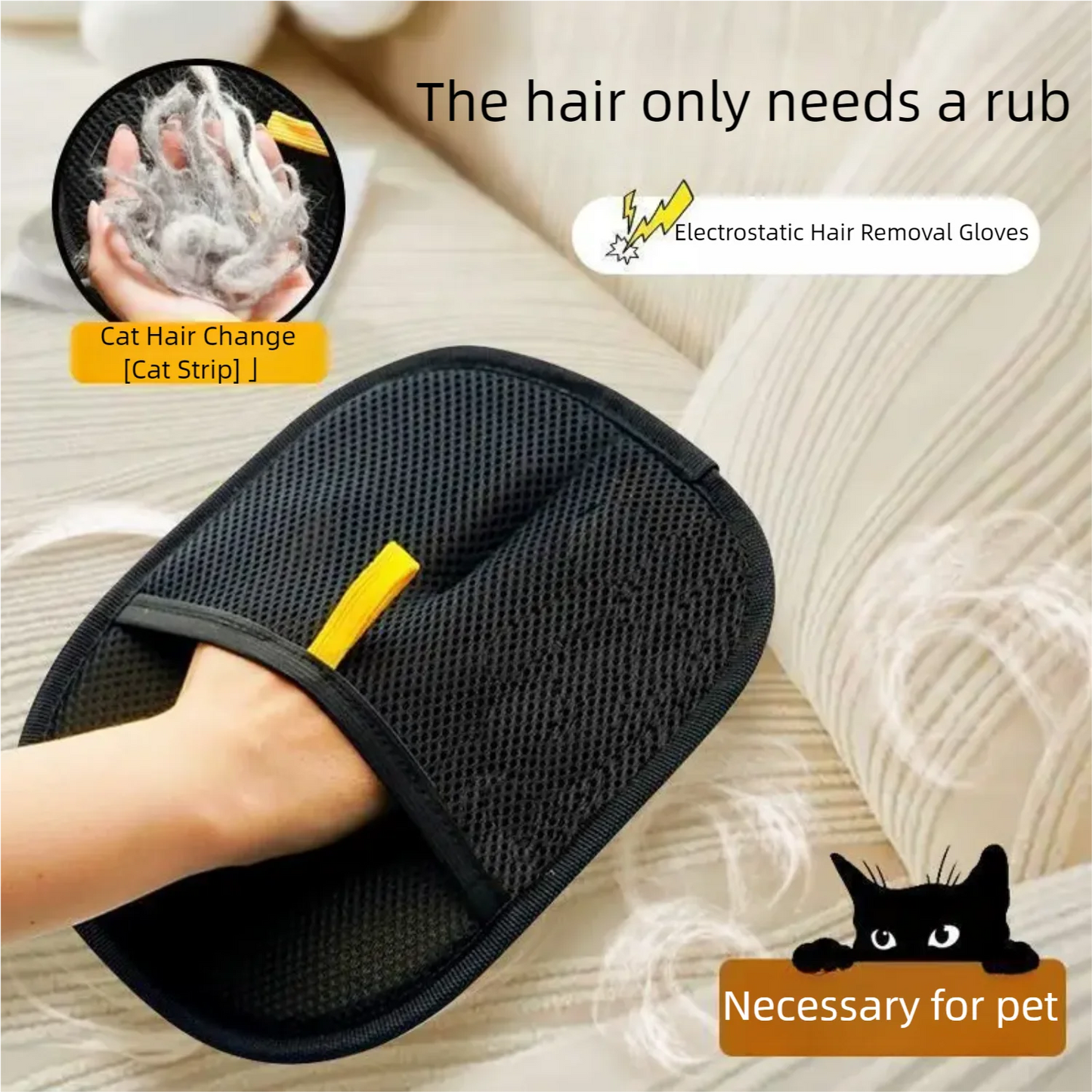 Pet Hair Removal Gloves Electrostatic Cat Dog Hair Remover for Carpet Clothing Cleaning Grooming Brush