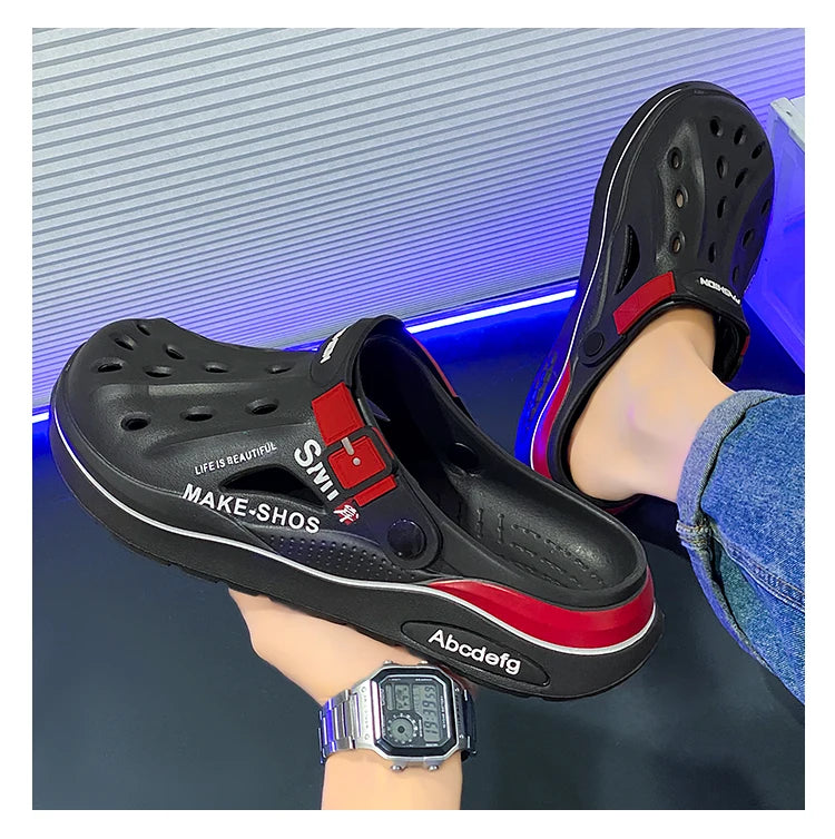 Summer Men Clogs Non-slip Thick-soled Casual Shoes Outerwear Beach Soft-soled Baotou Slippers Men's Slippers Sandals