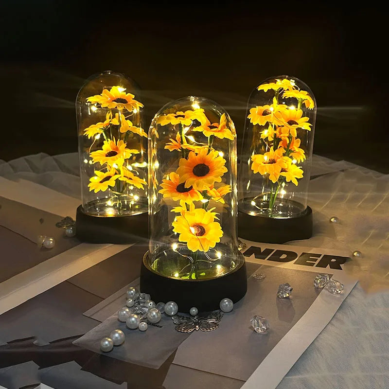 Artificial Sunflower Plastic Set Valentine's Day Mother's Day Eternal Flower Gift Birthday Gift Can Light Up