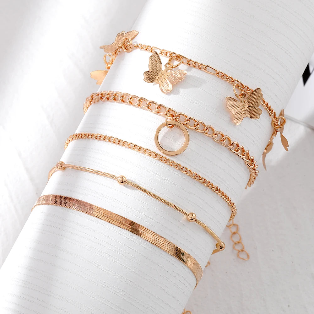 IPARAM Personality Lock Key Crystal Chain Bracelets Love Cupid's Arrow Opening Bangles Set Woman Trendy Accessories