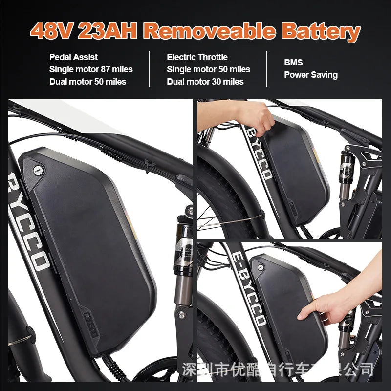 EB7PRO EBike 2000W Powerful Motor 52V23AH Battery Hydraulic Braking Electric Bicycle 26-Inch Fat Tire All Terrain Electric Bike