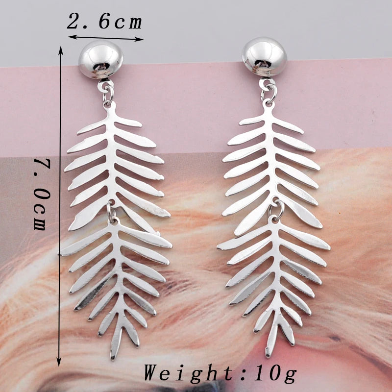 European Exaggerate Metal Statement Earrings for Women Vintage Fashion Round Star Leaf Irregular Geometry Long Earrings Jewelry
