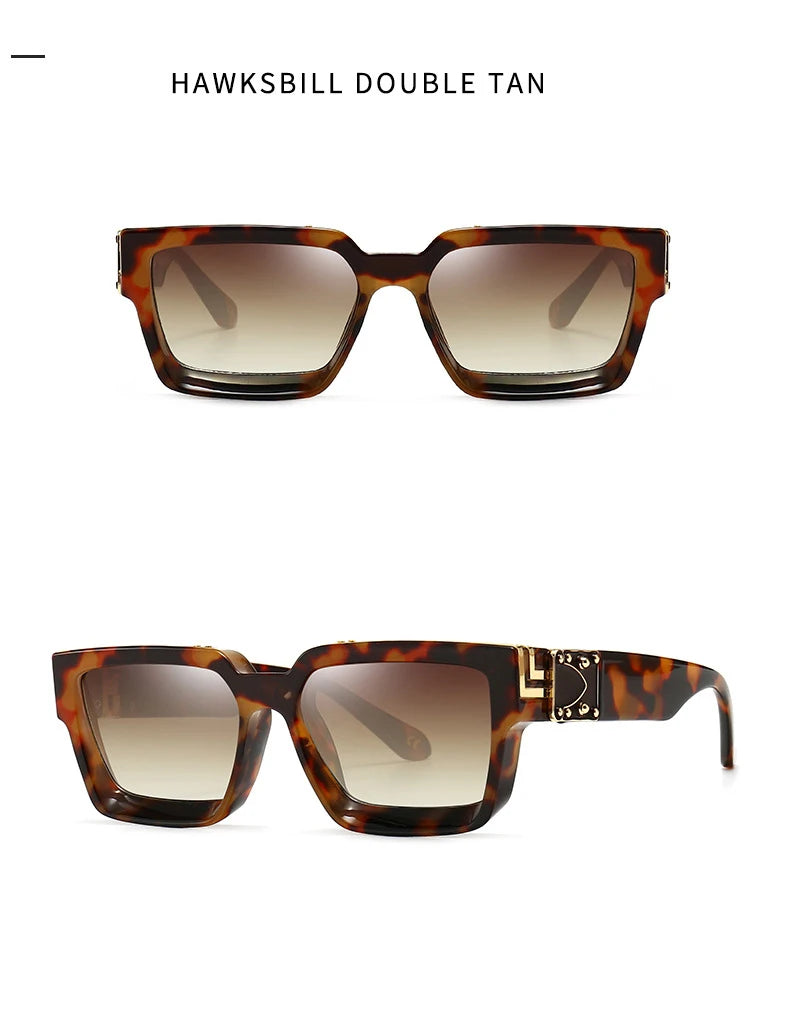 2024 Brand Rectangle Sunglasses Women Men Shades Retro Square Black Sun Glasses Eyewear Trendy Punk Eyeglasses For Male UV400