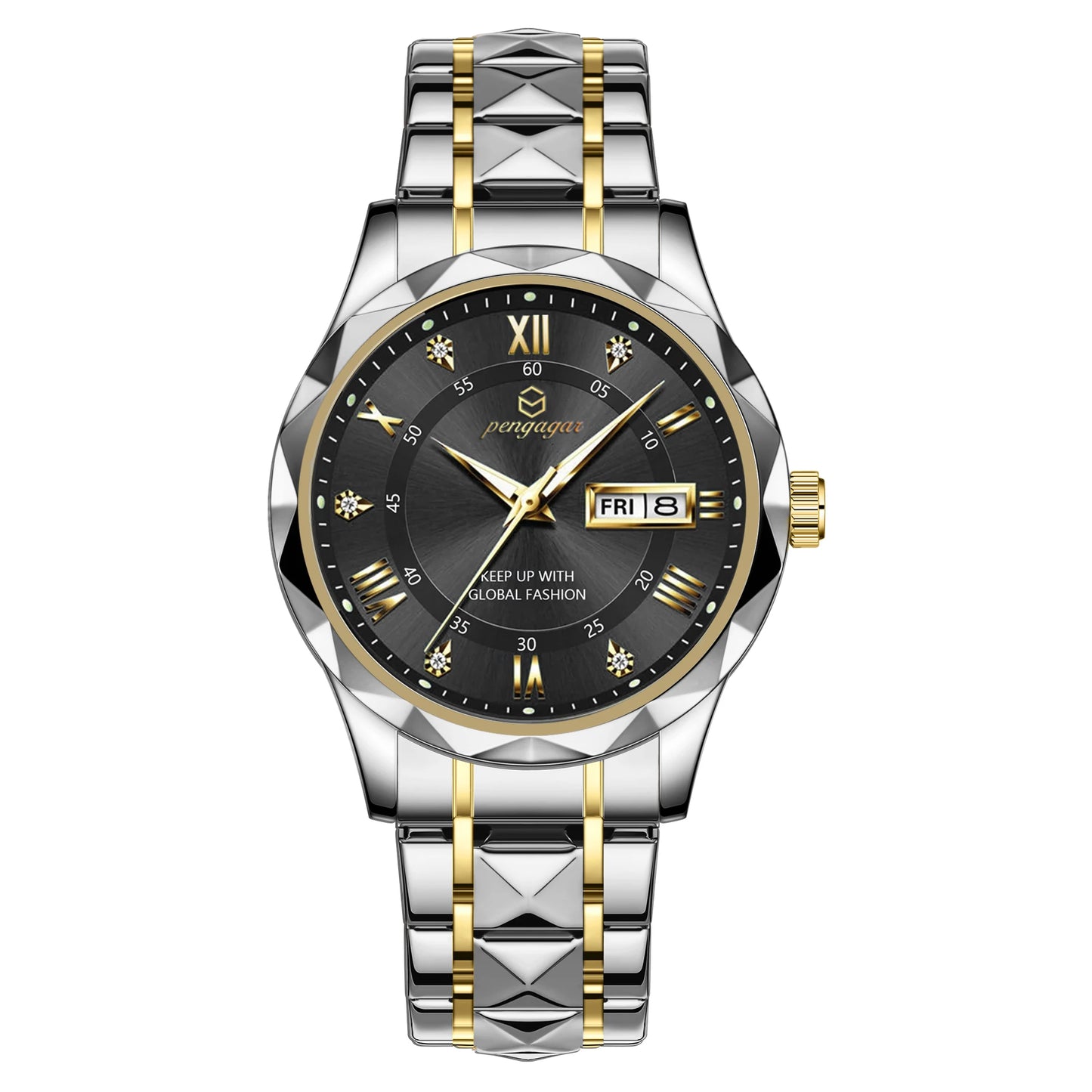 PENGAGAR Luxury Square Sport Man Wristwatch Waterproof Luminous Chronograph Quartz Men's Watches Stainless Steel Men Watch Reloj