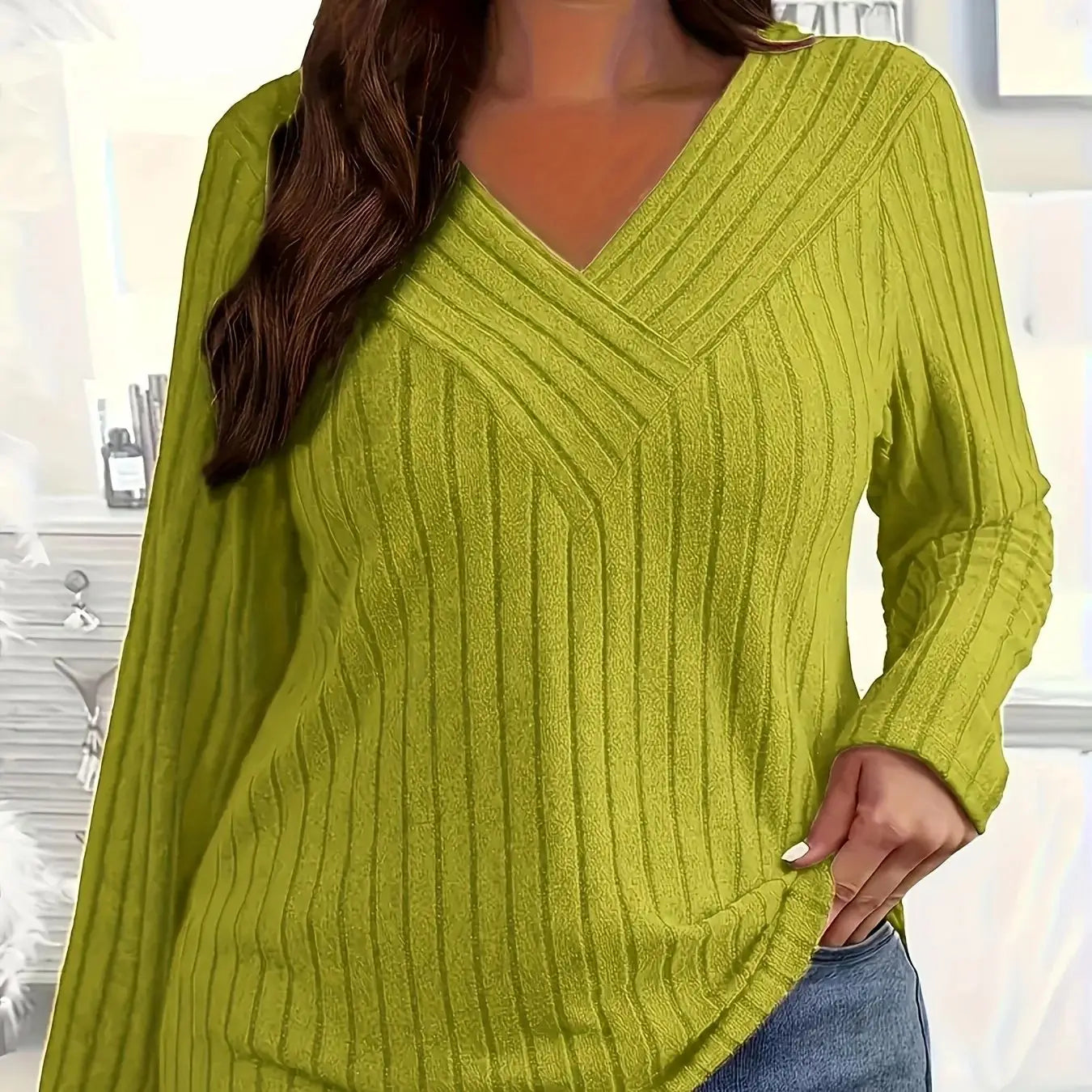 Plus Size Elegant Casual Woman T-Shirt Fashion Loose T-Shirt Woman Temperament Long sleeve T-Shirt Holiday Weekend