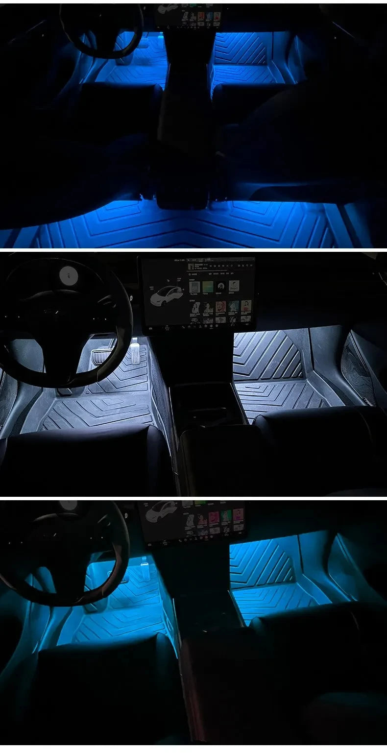 2 in 1 LED Car Neon Light Foot Light LED Interior Decoration Backlight Cigarette Lighter USB Atmosphere Lamp Vehicle Accessories
