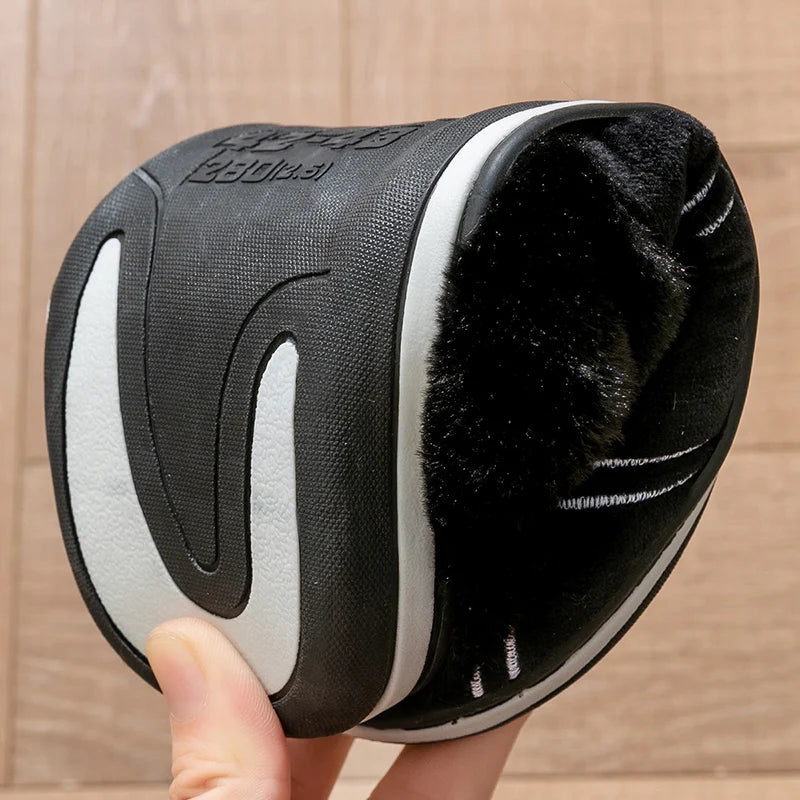 Large size 50-51 Plaid House Slippers for Man Memory Foam Winter Plush Indoor Male Shoes Warm Home Slippers 2024 Non Slip Black