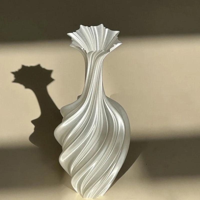 New Modern Style 3D Printed Flower Vase Swirl Pattern Aesthetic Floral Display for Living Room Desktop Decor