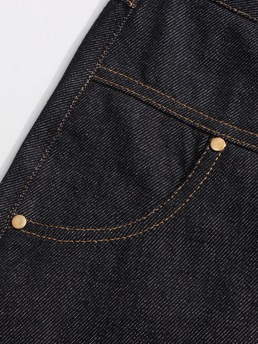 VGH Designer Solid Slimming Denim Skirts For Women High Waist Patchwork Button Spring Temperament Skirt Female Fashion Style New