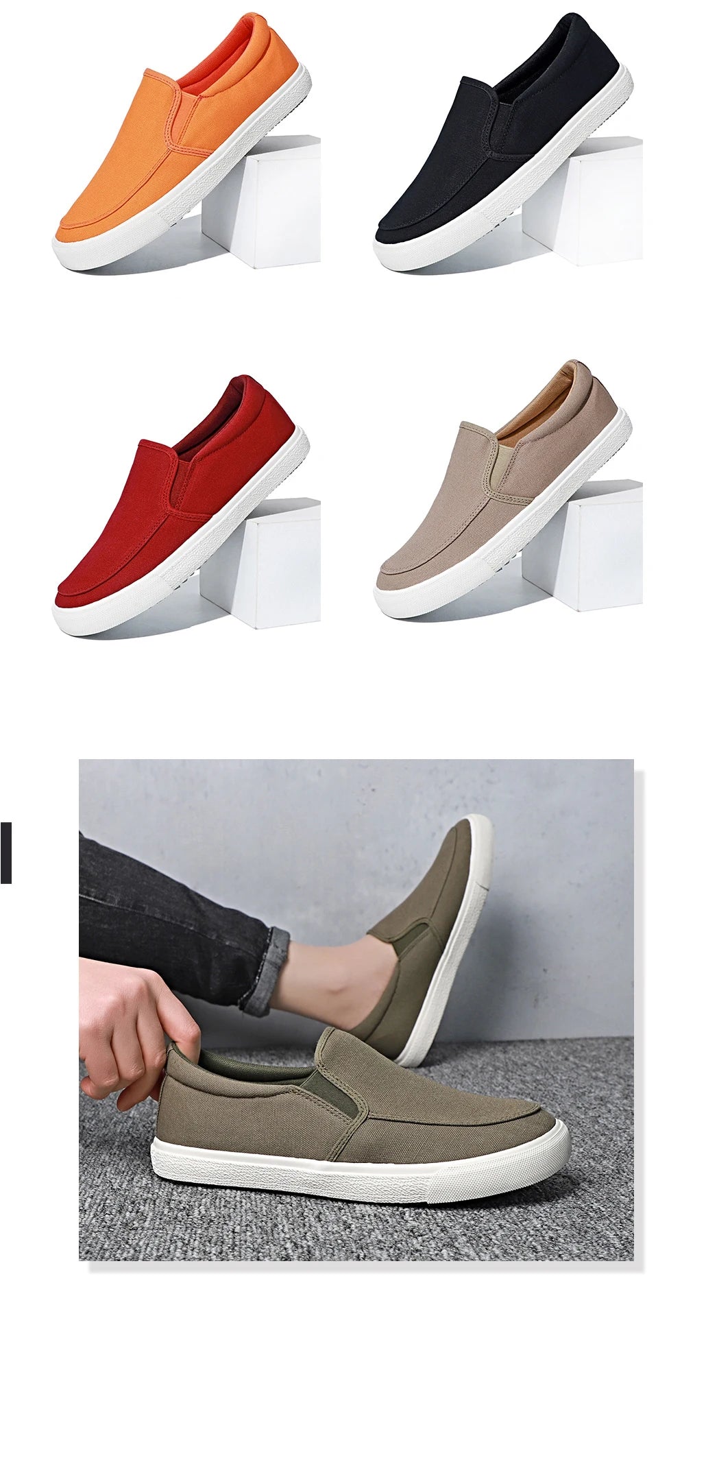 2026 Men Casual Canvas Shoes Spring Breathable Pure Color Anti-slip Soft-Soled Men's Driving Cloth Shoes BD26001