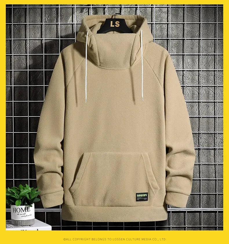 2026 Men's Thick Polar Fleece Sweatshirt Paired Couple Y2k Streetwear Autumn Winter Hood Sports Black Windproof Oversized Hoodie