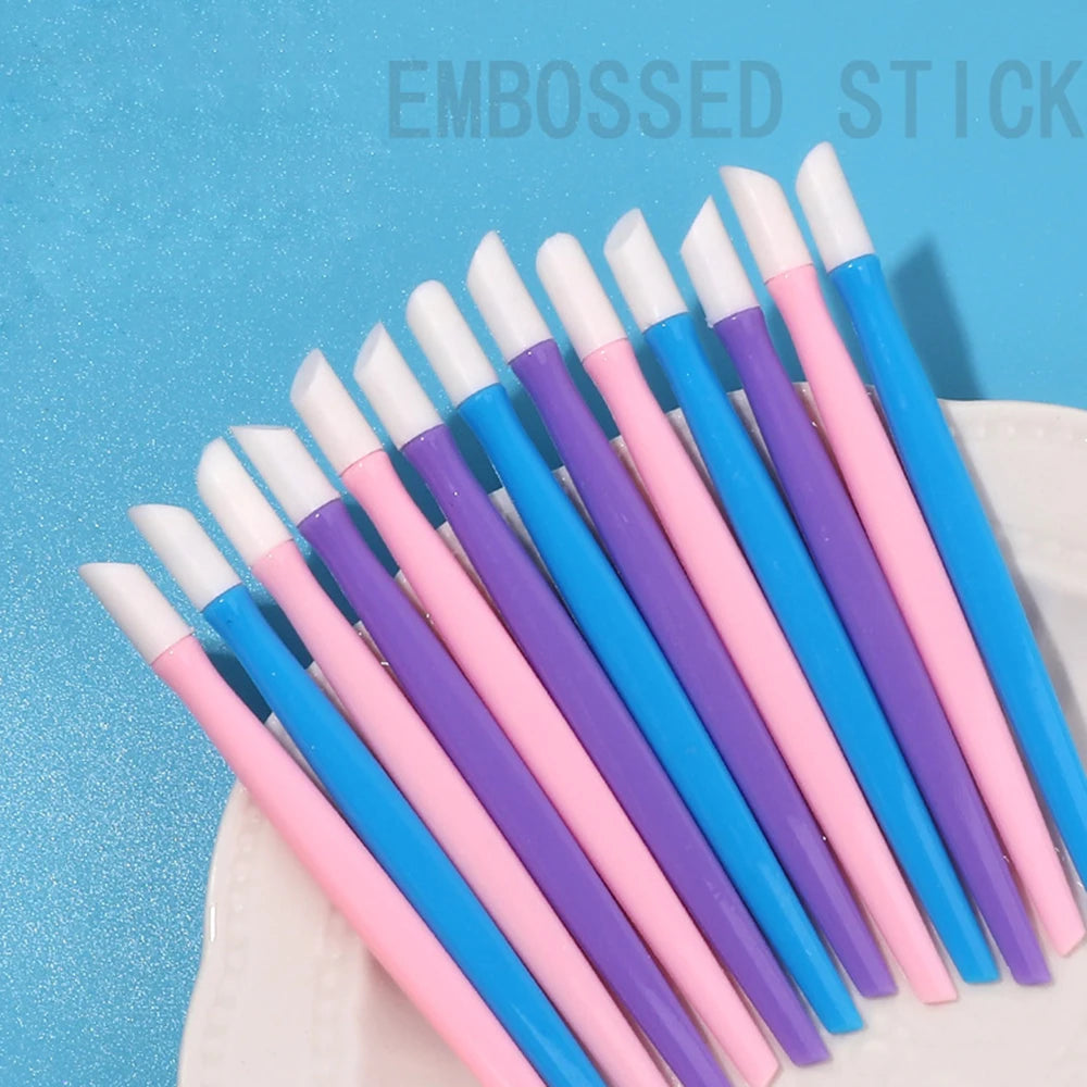 10pcs Rubber Tipped Nail Cuticle Pusher Dead Skin Remover Tool for Nails Manicure Art Salon Color Random