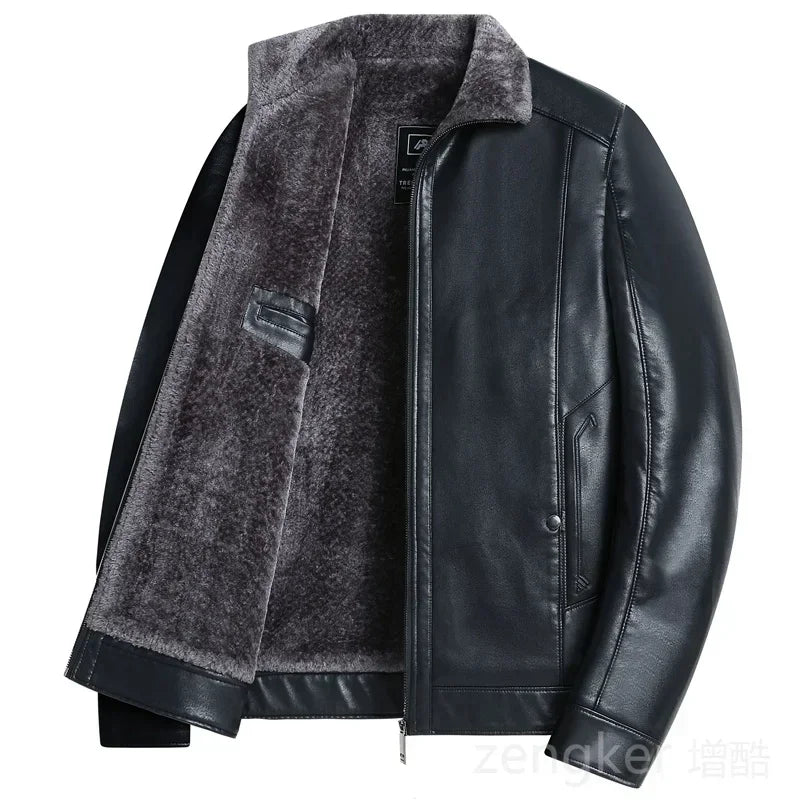 Large size men's PU leather jacket male tide winter extra large men loose man leather jacket fleece 7XL 6XL waterproof jacket