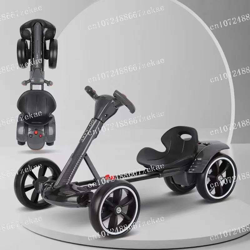 Karting electric four wheeled cart, foldable and seatable, portable and lightweight, no installation required
