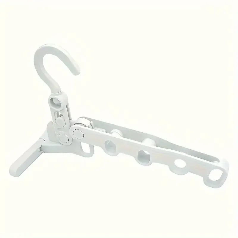 Foldable 5-Hole Clothes Hanger - Ergonomic Hooks, Space-Saving Durable Plastic for Travel, Hotels, Dorms, Multihook & Compact