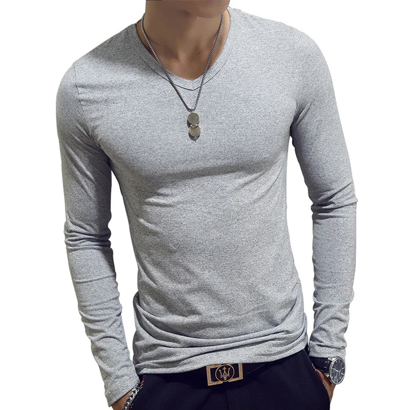 Spring Autumn Period Long Sleeve Cultivate One's Morality Men's T-shirt O-neck Solid Polyester T Shirt Men Red Blue Black