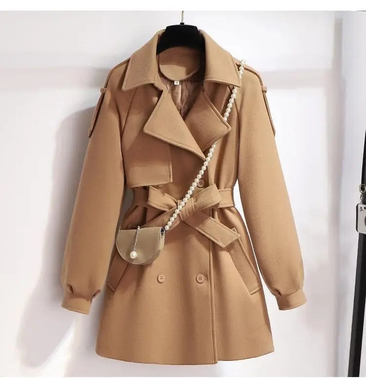 Femme Wool Jacket Women 2025 New Autumn Winter Coat Female Outerwear Short Windbreaker Long Sleeve Tops Black Overcoats