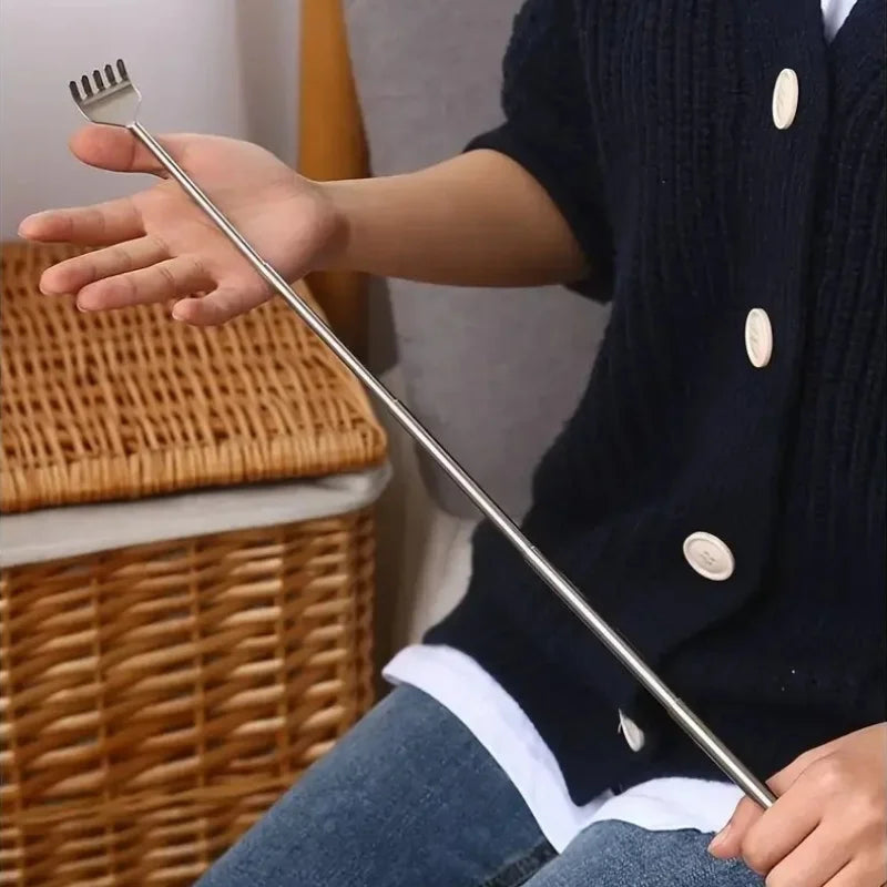 Stainless Steel Retractable Back Scratcher - Extendable Itch Relief Tool with Non-Ticking Scratching Artifact, Portable Back Rak