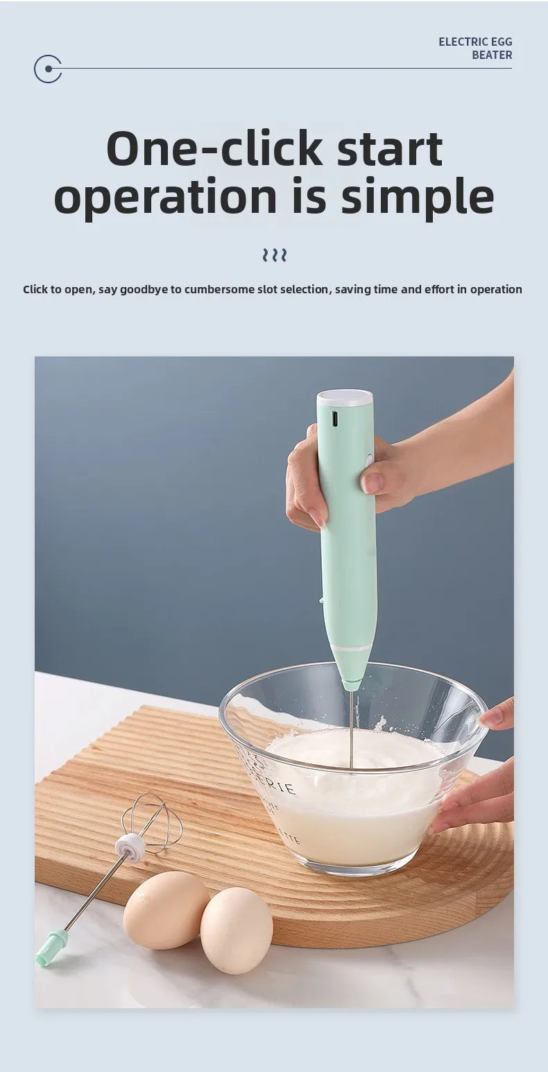 Electric egg beater, milk frother, 3-speed USB charging handheld cream mixer, cream stick, kitchen tool, food mixer