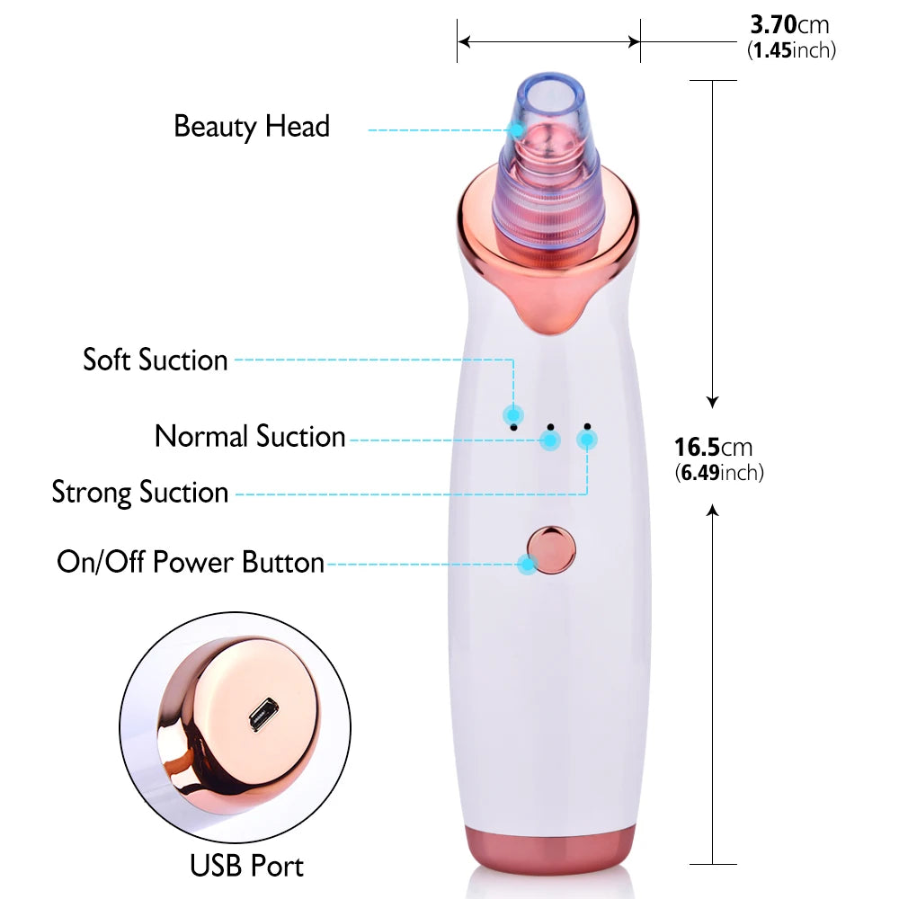 Electric Vacuum Blackhead Removal Facial Cleansing Black Spots Suction Acne Pimple Remover Beauty Instrument Skincare Tools