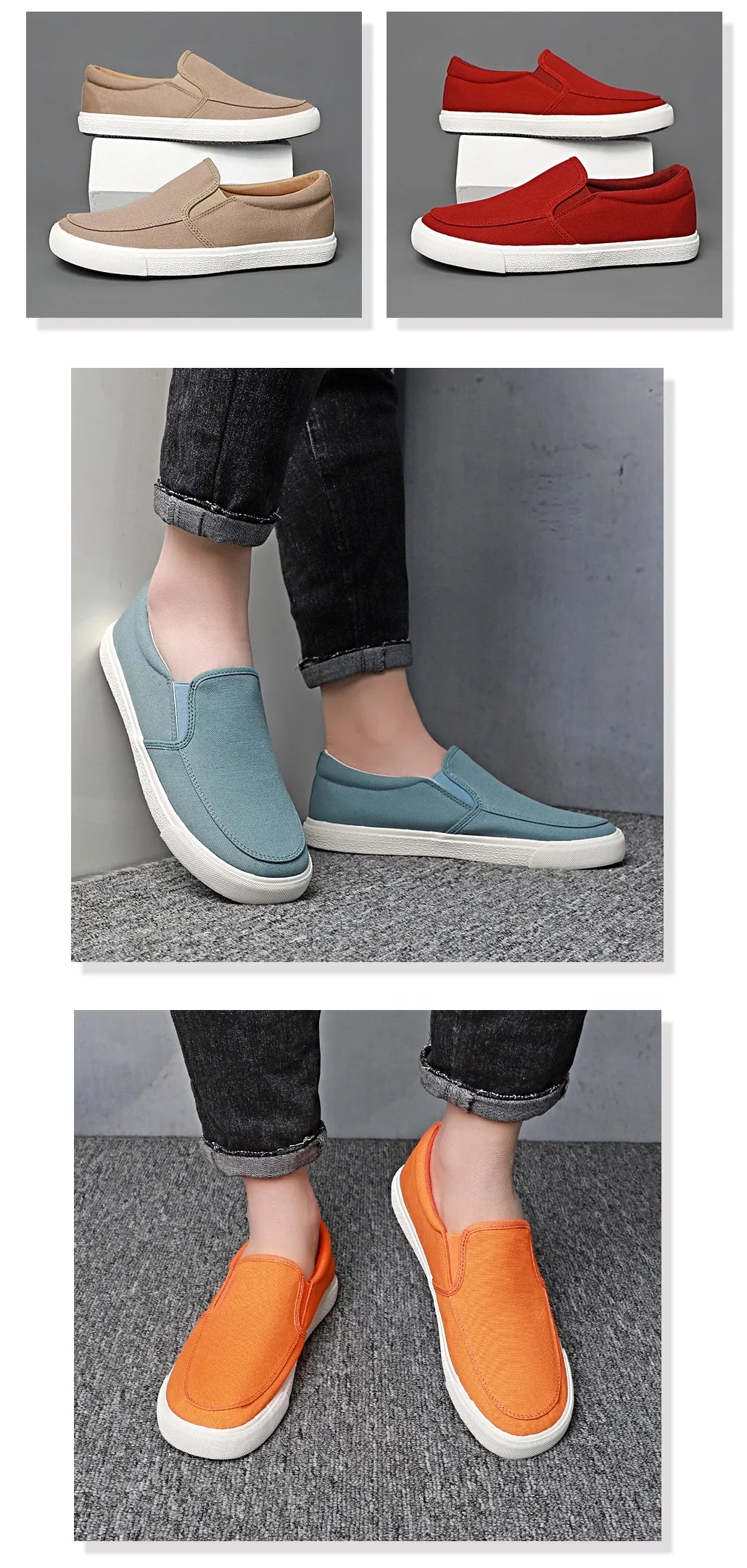 2026 Men Casual Canvas Shoes Spring Breathable Pure Color Anti-slip Soft-Soled Men's Driving Cloth Shoes BD26001