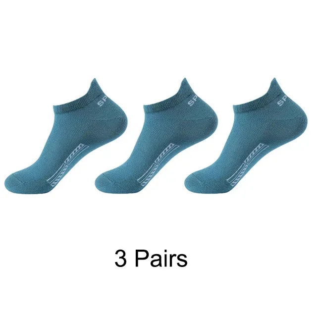3Pairs Organic Cotton Men Socks Ankle Breathable Mesh Sports Sock Casual Athletic Summer Thin Short Sokken Plus Size EU36-44