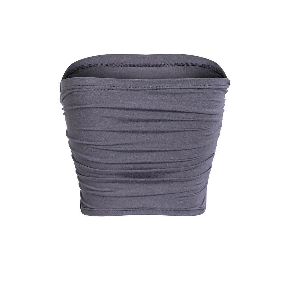 Stylish Pleated Slim Tube Top Soft Breathable Comfortable Clothes For Women Daily Wear Sexy Sleeveless Vest Summer Streetwear