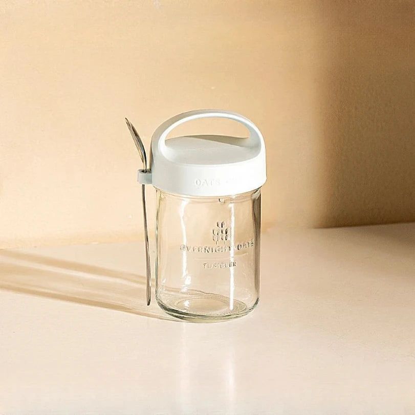Overnight Oatmeal Cup Portable Breakfast Yogurt Storage with Covered Spoon Takeaway Sealed Salad Milk Milkshake Oatmeal Bottle