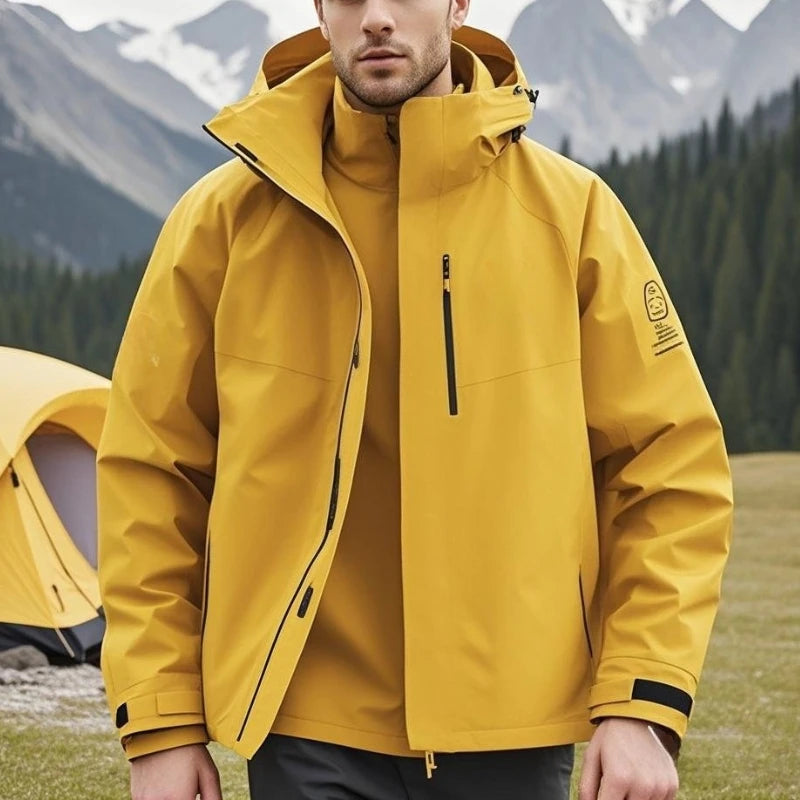 New Outdoor Waterproof Hooded Jacket Unisex Spring Autumn Loose Thin Workwear Windproof Coat for Men's Hiking Camping Activities