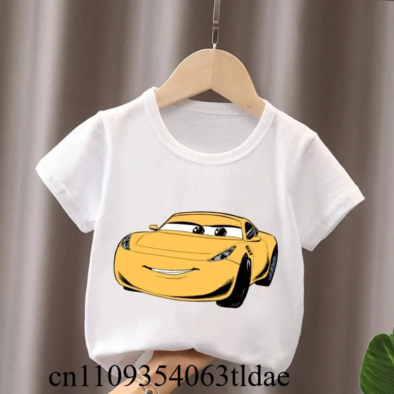 Hot Sale Car Pixar Lightning McQueen Print Cute Kids T-Shirts Girls Clothes Baby Boys Short Sleeve T Shirt Summer Children Tops
